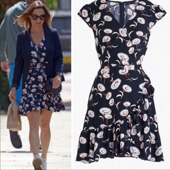 J Crew Mercantile navy floral wrap dress size 0 - Picture 2 of 11